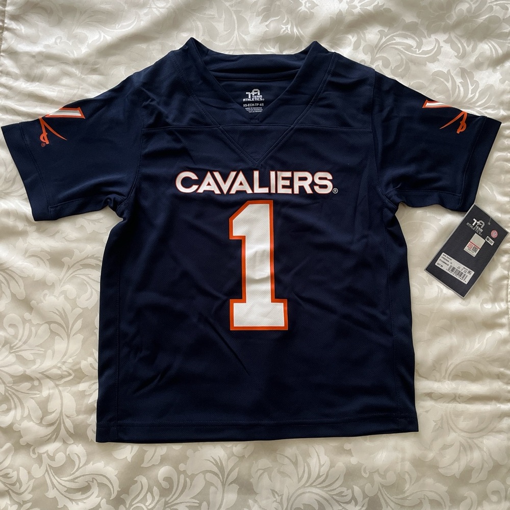 Virginia Cavaliers NCAA Kids Jersey Size XS 4/5 Team Athletics Navy Blue NWT